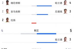 巴西全场射门14次命中4次，预期进球率为2.73；挪威射门9次命中5次，预期进球率为0.84。