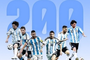 国际足联公布梅西数据：国家队200场，世界杯27场，赛事同列最佳射手
