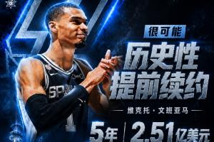 最高5年3.01亿——刺记：文班有望以2.51亿提前续约，含球员选项