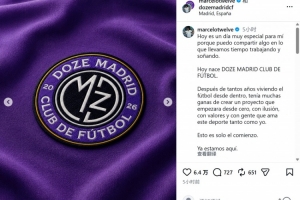 马塞洛宣布创立足球俱乐部Doze Madrid，球队名称向皇马球衣号码致敬