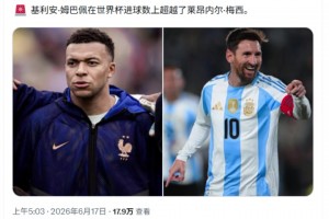 西媒：姆巴佩在世界杯进球数上超越了梅西