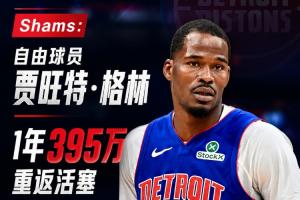 Shams：自由球员贾旺特·格林签下1年395万美元合同回归活塞