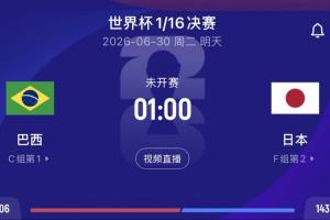 巴西对日本赔率：90分钟巴西赢1.7，平局3.7，日本赢5.25